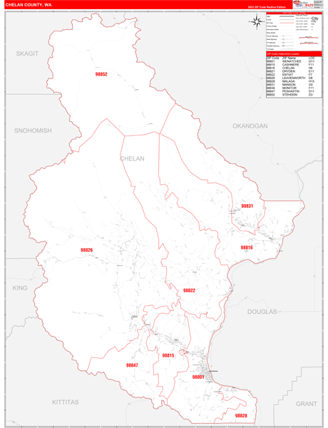Chelan County, WA Zip Code Map