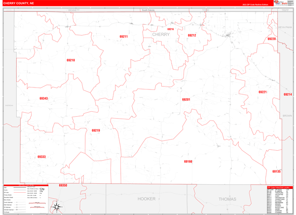 Cherry County Digital Map Red Line Style