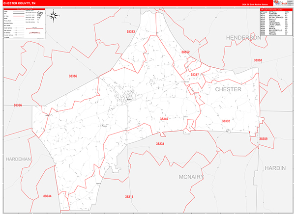 Chester County, TN Zip Code Map