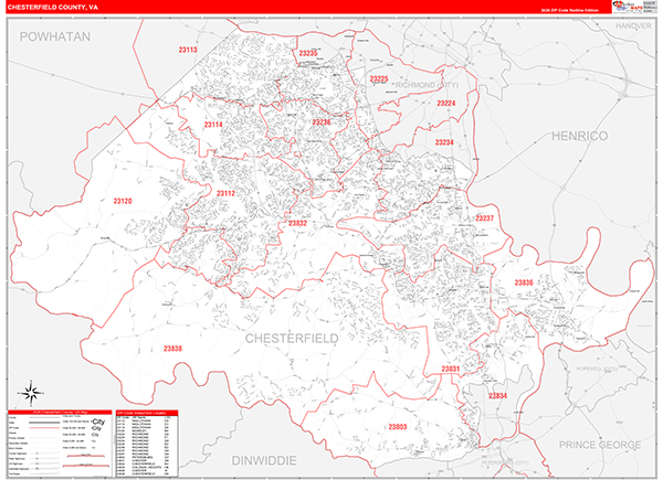 Chesterfield County, VA Zip Code Map
