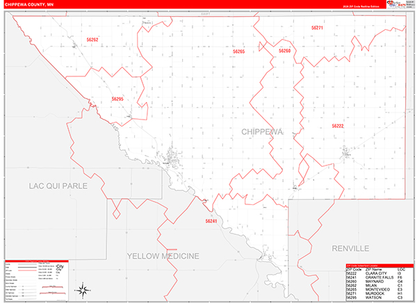 Chippewa County, MN Zip Code Map