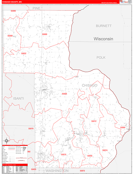 Chisago County, MN Zip Code Map