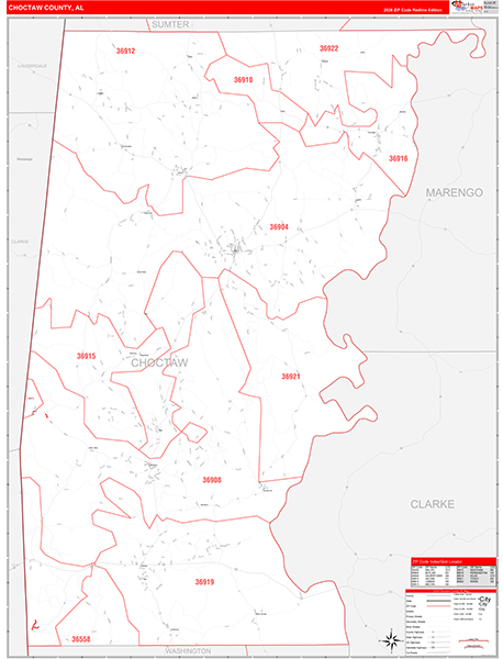 Choctaw County, AL Zip Code Map