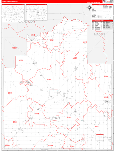 Christian County, IL Zip Code Map