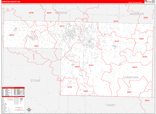 Christian County, MO Zip Code Map