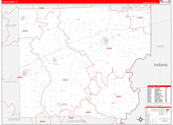 Clark County, IL Zip Code Map