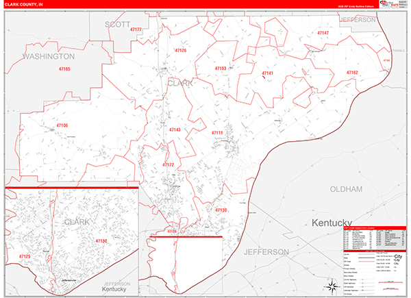 Clark County, IN Zip Code Map