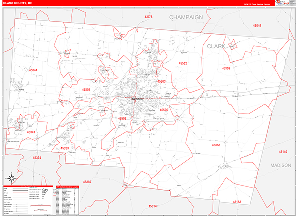Clark County, OH Zip Code Map
