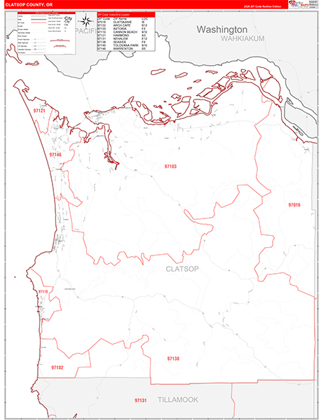 Clatsop County, OR Zip Code Map