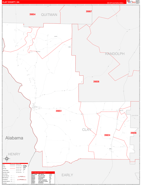 Clay County, GA Zip Code Map