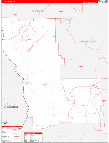 Clay County, GA Zip Code Map