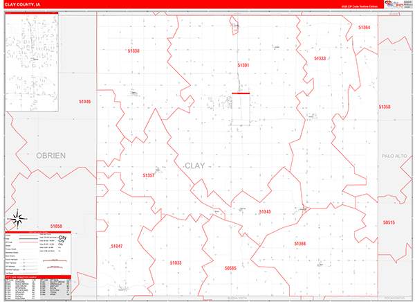 Clay County, IA Zip Code Map