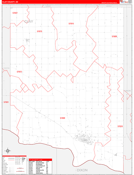 Clay County, SD Zip Code Map