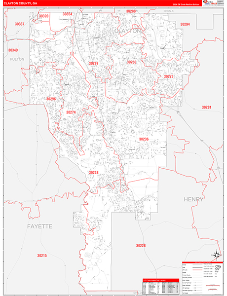 Clayton County, GA Zip Code Map