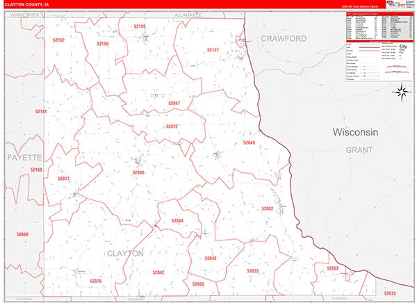 Clayton County, IA Zip Code Map