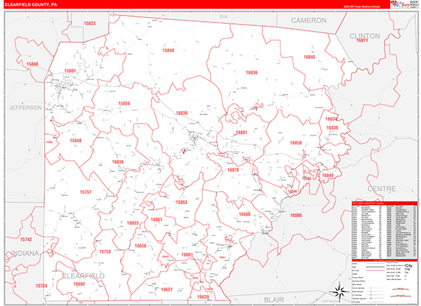 Clearfield County, PA Zip Code Map