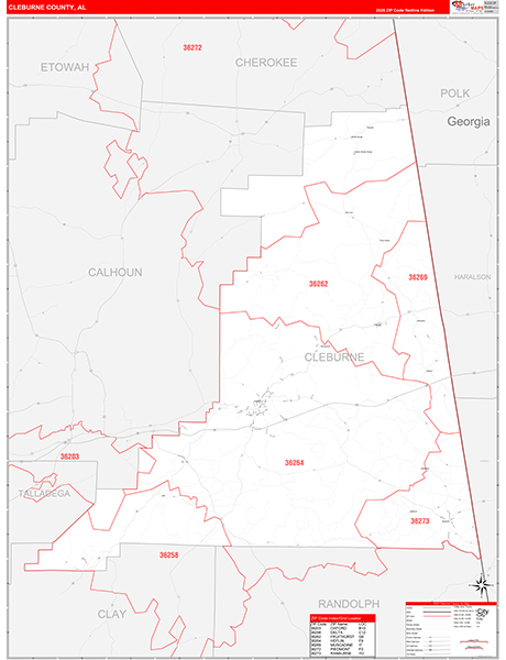 Cleburne County, AL Zip Code Map