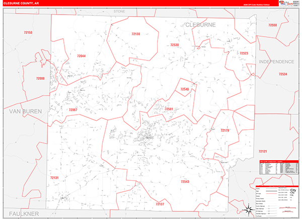 Cleburne County, AR Zip Code Map