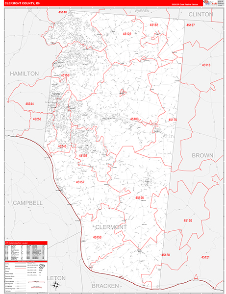 Clermont County, OH Carrier Route Wall Map