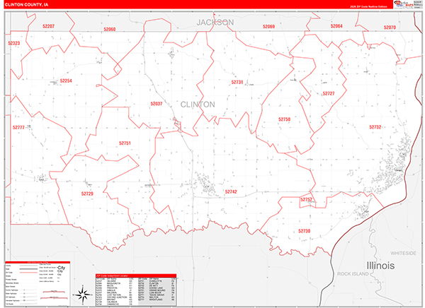 Clinton County, IA Zip Code Map