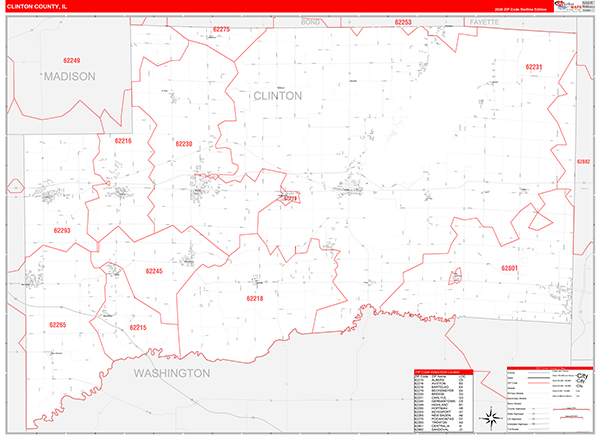 Clinton County, IL Zip Code Map