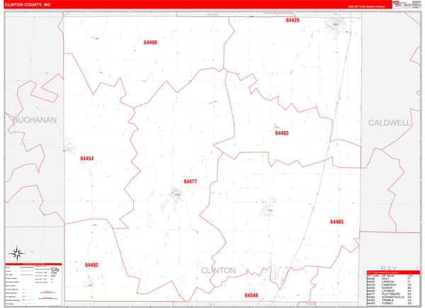 Clinton County, MO Zip Code Map