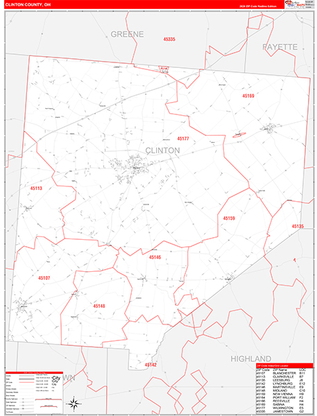 Clinton County, OH Zip Code Map