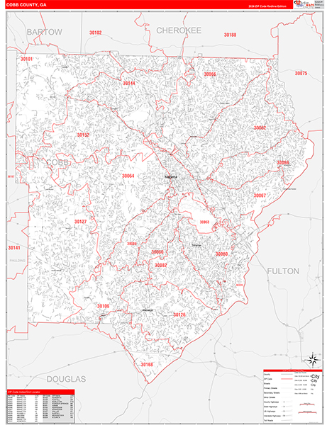 Cobb County, GA Zip Code Map