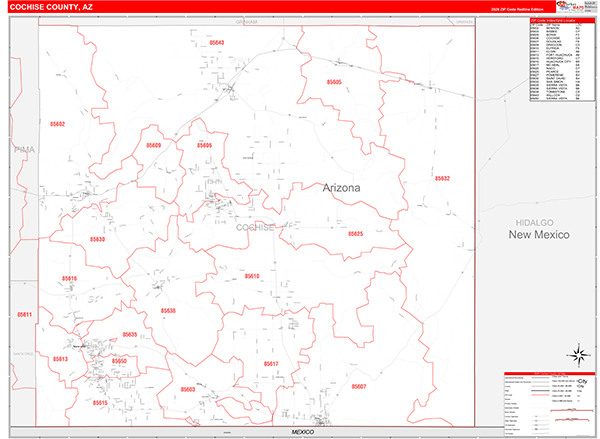 Cochise County, AZ Zip Code Map