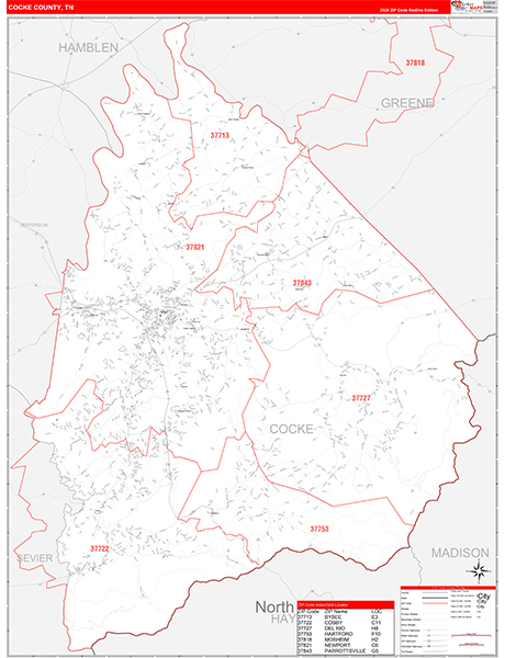 Cocke County, TN Zip Code Map