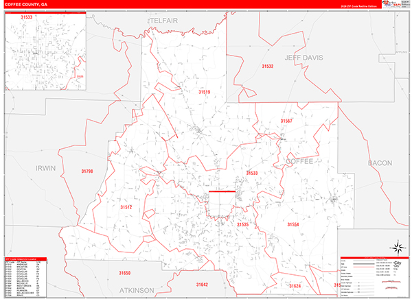 Coffee County, GA Zip Code Map