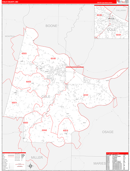 Cole County, MO Zip Code Map