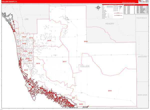Collier County, FL Zip Code Map