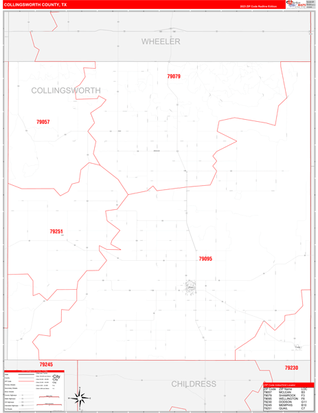Collingsworth County, TX Zip Code Map