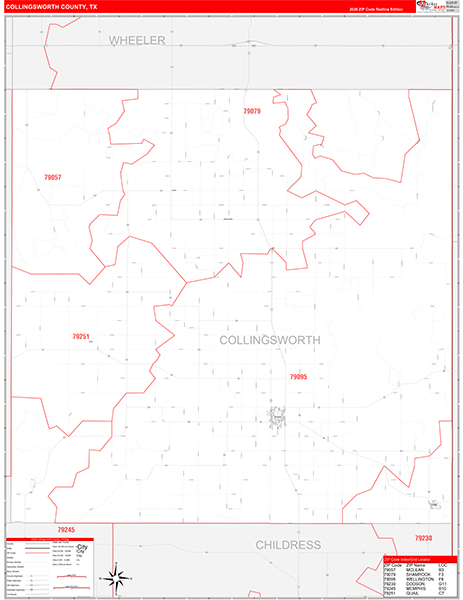 Collingsworth County, TX Zip Code Map