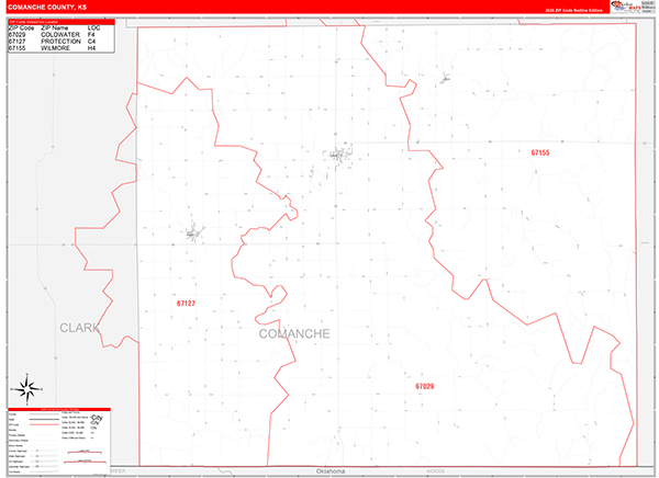 Comanche County, KS Zip Code Map