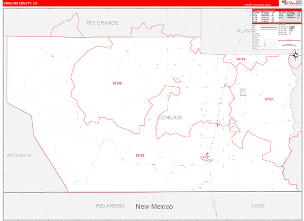 Conejos County, CO Zip Code Map