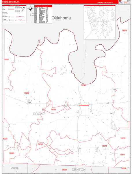Cooke County, TX Zip Code Map