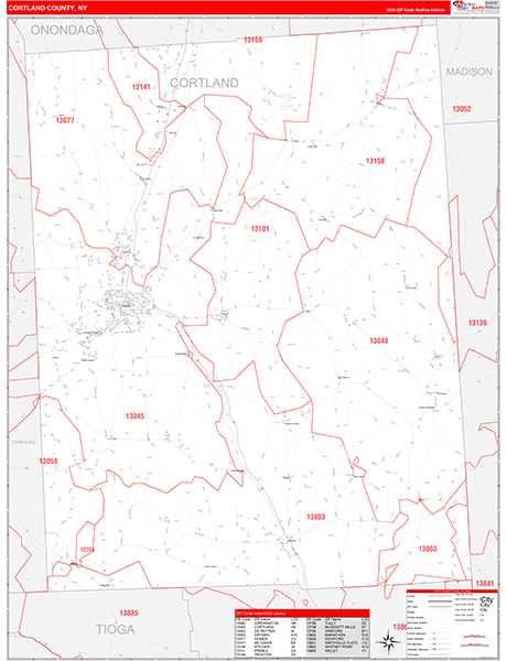 Cortland County, NY Zip Code Map