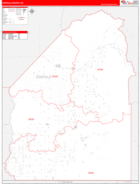 Costilla County, CO Zip Code Map