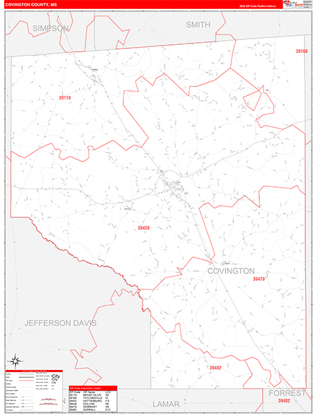 Covington County, MS Zip Code Map