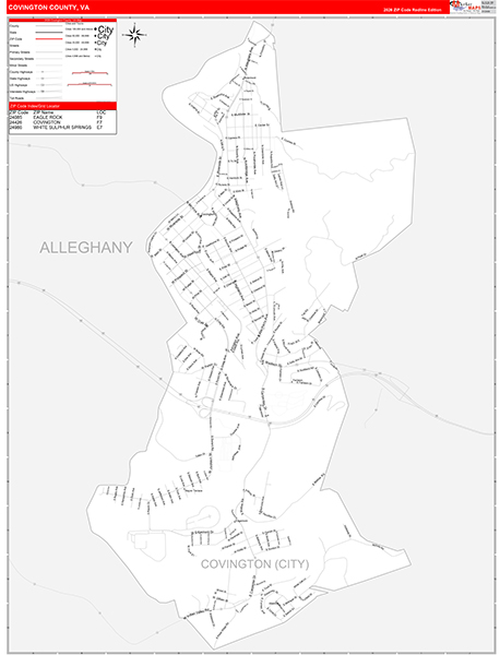 Covington County, VA Zip Code Map