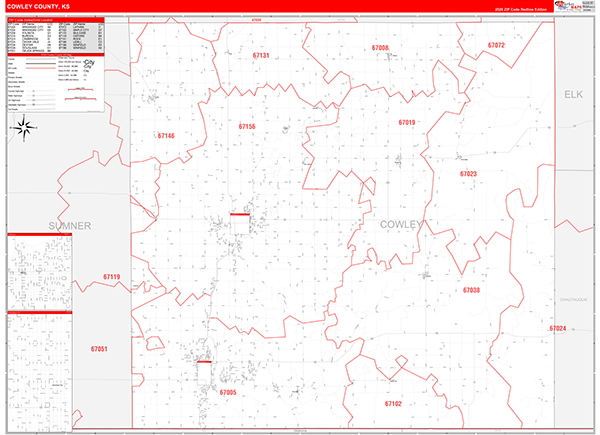 Cowley County, KS Zip Code Map
