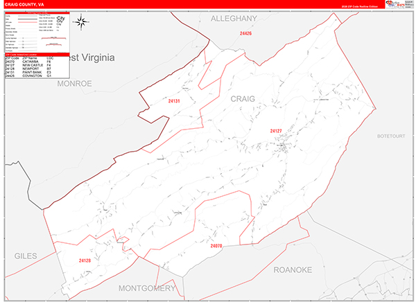 Craig County, VA Zip Code Map