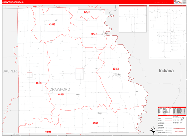 Crawford County, IL Zip Code Map