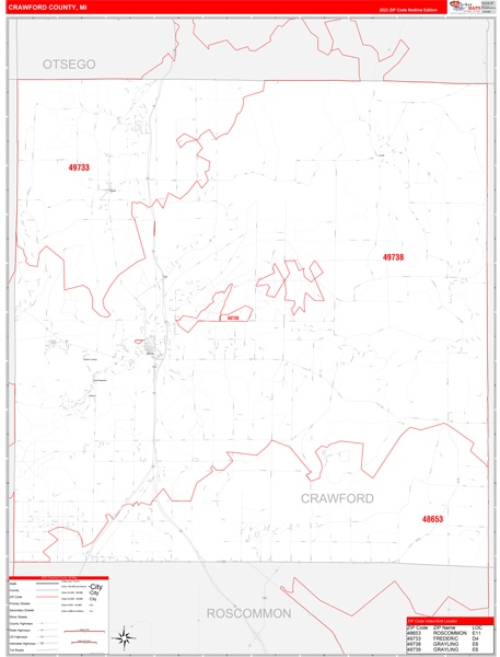 Crawford County, MI Zip Code Map