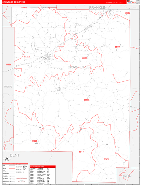 Crawford County, MO Zip Code Map