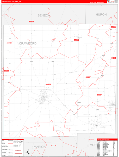 Crawford County, OH Zip Code Map