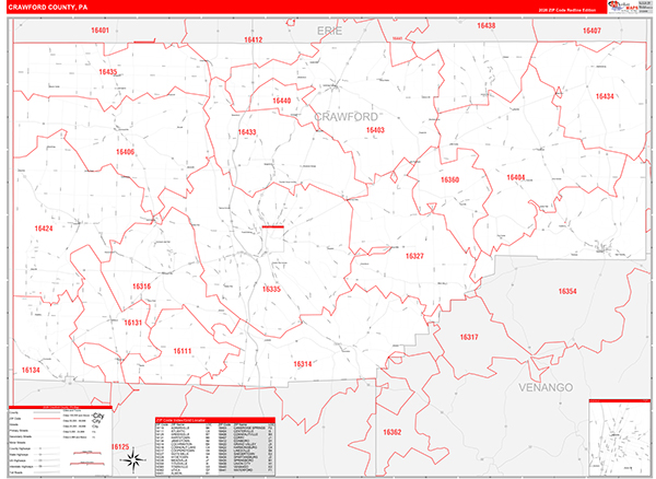 Crawford County, PA Zip Code Map
