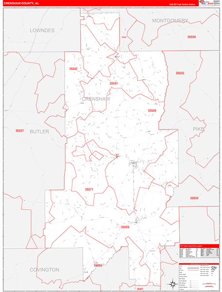 Crenshaw County, AL Zip Code Map